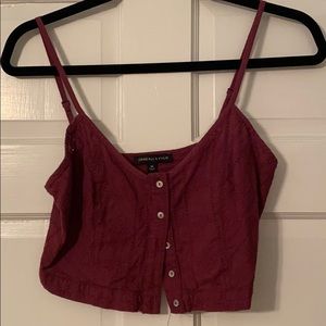 Kendal & Kylie maroon button up crop top
